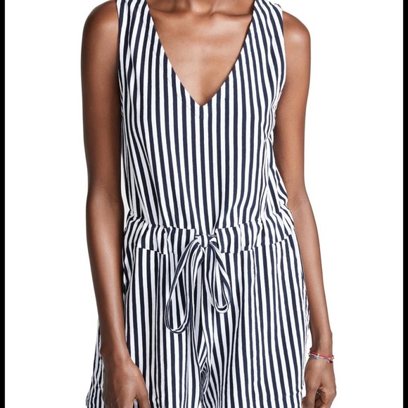 MDS Stripes M Amanda navy-White striped shorts Romper - Picture 3 of 14